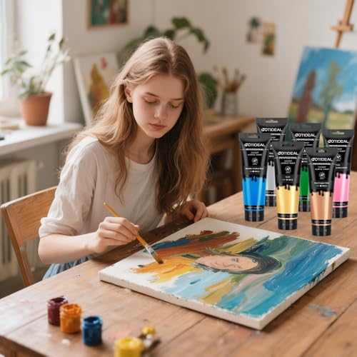 GOTEIDAL Pink Acrylic Paint, Pink Paint (250ml / 8.45oz) Tubes | Art Craft Paints, Rich Pigments Non Toxic for Canvas Painting, Rock, Stone, Wood, Art Supplies - color: Pink