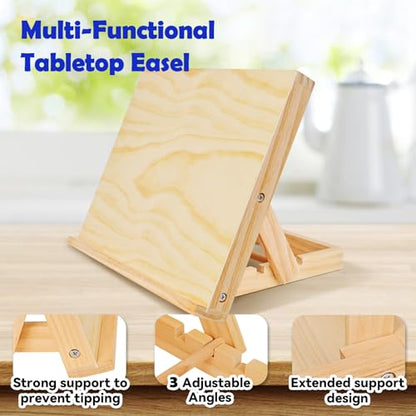 Easel for Painting Tabletop Easel 13 4/5 by 11 2/5 in | Adjustable Angle Art Easels for Painting Art Supplies for Adults Student Artist - color: Wood Easel