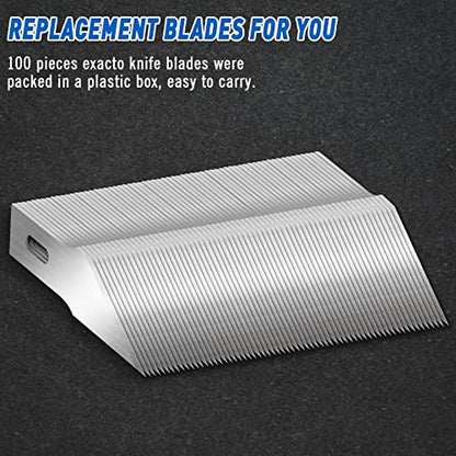 DIYSELF 100 Pack Hobby Knife Blades #24, Carbon Steel Precision Blades | High carbon steel hobby knife refills and craft precision knife blades for detailed cutting and craft projects - style: #24
