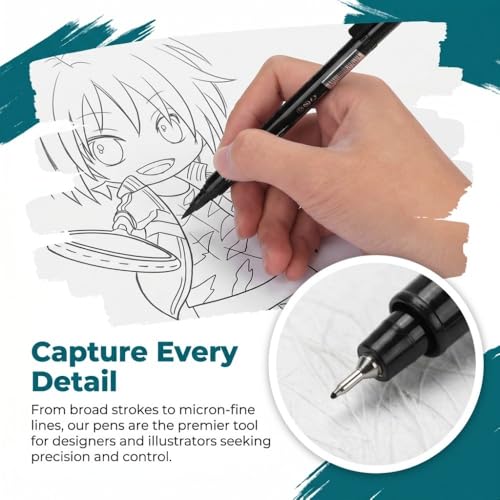 8pcs Fine Tip Micron Liner Marker Pen Black Ink Waterproof Drawing Pen for Comic Hand Painting