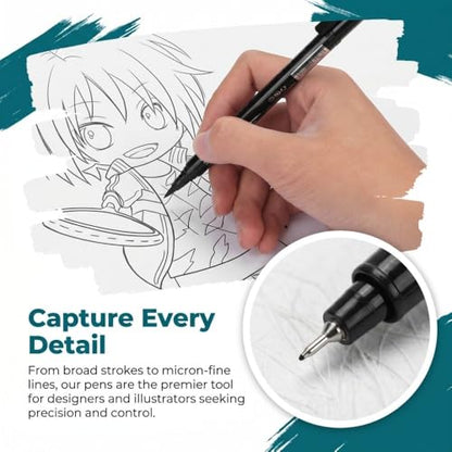8pcs Fine Tip Micron Liner Marker Pen Black Ink Waterproof Drawing Pen for Comic Hand Painting