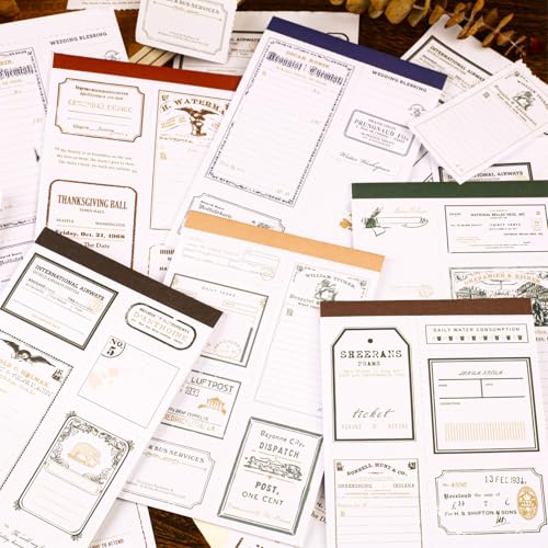 Alideco 180pcs Vintage Simple English Frame Scrapbooking Paper for Journaling Supplies, Decorative Craft Paper for Junk Journals (xinjian) - color: xinjian