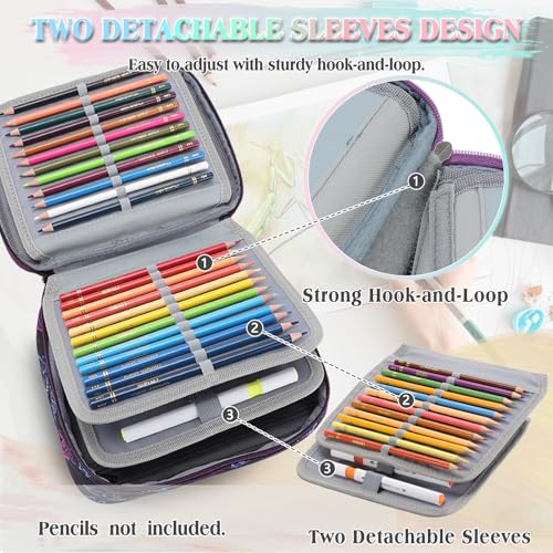 VX VONXURY Large Pencil Case, 54-Slot Colored Pen Pouch 2 Removable Sleeves - color: Black Butterfly