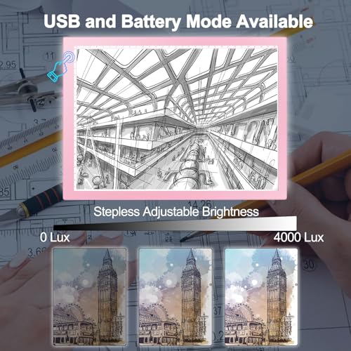 Rechargeable Tracing Light Box, LED Drawing Board for Kids Birthday Gift - color: PINK, size: 10" x 15"