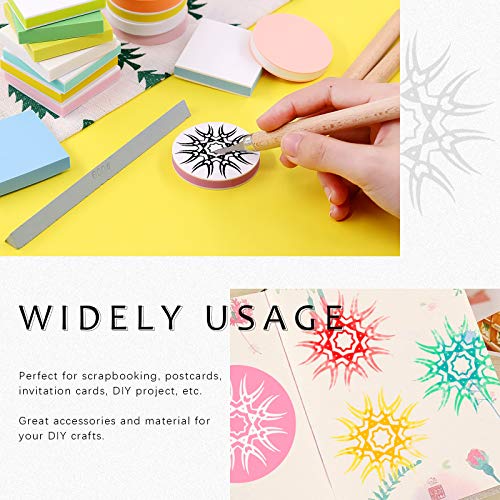 Swpeet 22Pcs 50mm Flat Round and Square Rubber Stamp Carving Blocks with 3Pcs Carving Knife Tools and Knife Polish Stone Kit, Double-Sided Removable Printing Carving Block for Scrapbooking Postcards