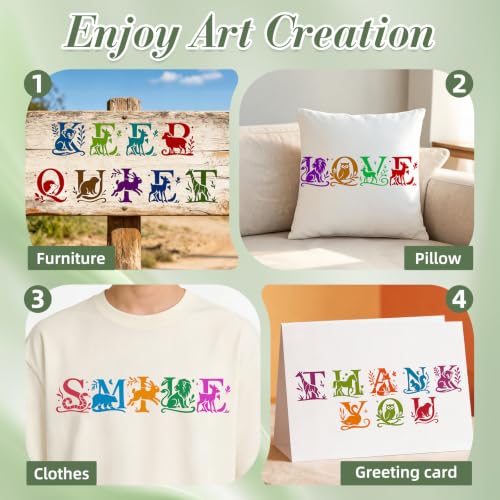 Letter Stencils for Crafts Reusable 36Pcs Number Stencils(5.1X5.1 in) - color: Animal Letter