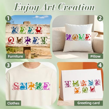 Letter Stencils for Crafts Reusable 36Pcs Number Stencils(5.1X5.1 in) - color: Animal Letter