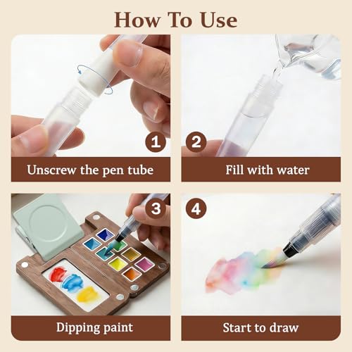 Mini Watercolor Paint Set Travel, All-in-One Portable Pocket Painting Kit with Wooden Palette,Colours,Sketchbook, Brush&Water Cup,Clip,Complete Artist Supplies for Beginners, Adults, Outdoor Painting