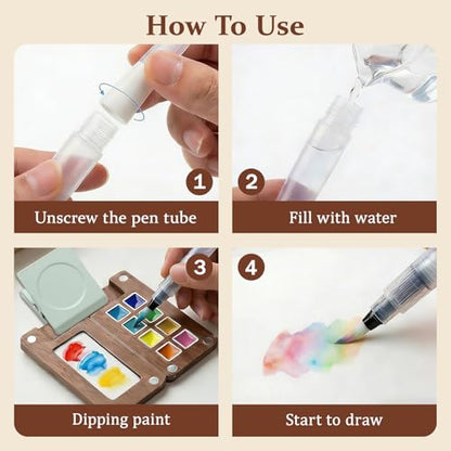 Mini Watercolor Paint Set Travel, All-in-One Portable Pocket Painting Kit with Wooden Palette,Colours,Sketchbook, Brush&Water Cup,Clip,Complete Artist Supplies for Beginners, Adults, Outdoor Painting