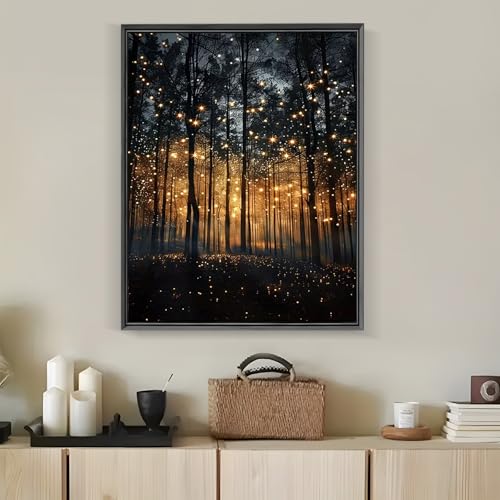 Landscape Forest Glowworm Diamond Art Kits for Adults, 5D Diamond Painting Kits for Adults Beginners, DIY Full Round Drill Diamond Dot Painting Gem Art Kits for Adult, Home Wall Decor 11.8x15.7 Inch - color: NZ68