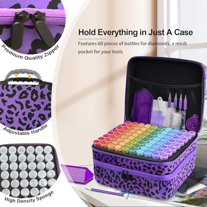 CAIOVSE Diamond Painting Storage Containers 240 Slots Diamond Art Case - color: Leopard Print, size: 240 jars