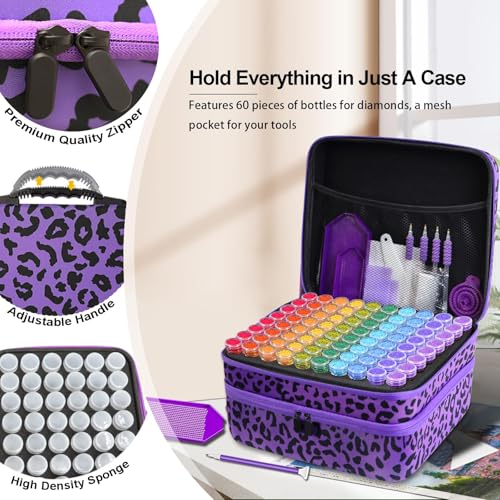 CAIOVSE Diamond Painting Storage Containers 240 Slots Diamond Art Case - color: Leopard Print, size: 240 jars