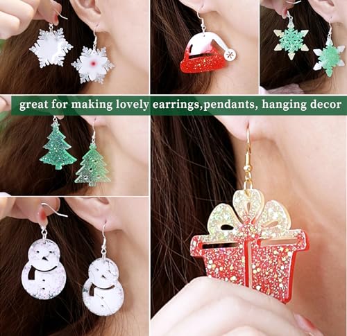 Wehous Resin Earring Molds, 5PCS Christmas Resin Mold, Christmas Tree Snowflake Elk Silicone Jewelry Pendant Mold, Unique Epoxy Molds for DIY Jewelry Earrings Art Craft Keychain Ornament Gift - color: 5pcs-Christmas