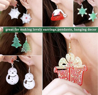 Wehous Resin Earring Molds, 5PCS Christmas Resin Mold, Christmas Tree Snowflake Elk Silicone Jewelry Pendant Mold, Unique Epoxy Molds for DIY Jewelry Earrings Art Craft Keychain Ornament Gift - color: 5pcs-Christmas