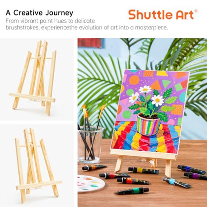 Shuttle Art 87 Pack Acrylic Painting Kit, Paint Kit with 3 Packs 15-Color Acrylic Paint, 3 Wooden Easels, Canvas, Brushes & Palettes, Art Painting Supplies for Adults, Kids & Beginners - size: 87 Pack