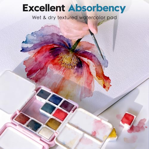 KOVIEDE Watercolor Paper Pad 9x12 Inch, 30 Sheets 140LB/300GSM 100% Cotton Water Color Paper, Acid-Free, Cold Pressed for Painting, Drawing, Art Journaling, Professional Artist Quality - color: Blue-100% Cotton, size: 1 Pack - 9"x12"