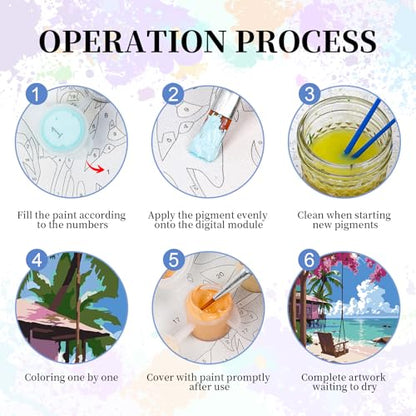 Paint by Numbers Kit for Adults, Tropical Beach Number Painting Canvas Kit - color: LBOPNFP1