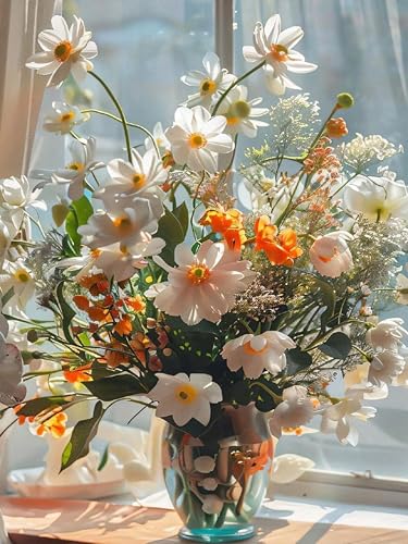 DFPSCLLA Diamond Painting Kits for Adults- Flowers Diamond Art Kits for Adults,5D Diamond Painting Flowers,DIY Full Drill Diamond Painting Flower Gem Art and Crafts Home Wall Decor 12 x 16 Inch - color: Flowers
