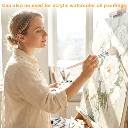 7Pcs Versatile Mop Brush, Goat Hair Blending Paint Brushes | Detailed Paint Brushes for Acrylic Painting, Pottery Glazing, Watercolor, Oil, Gold foil Paintings, Clay Art