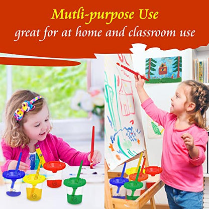 Kids Painting Set, 10 Count Washable Finger Paints for Toddlers Gift Bundle | Includes 10 Tempera Paints (2 oz EA), 10 Paint Cups, 10 Brushes, Art Smock Non-Toxic & Mess-Free Art Kit Spill Proof Paint