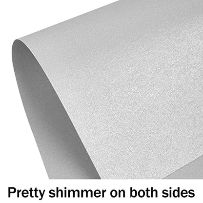 24 Sheets Silver Shimmer Cardstock 8.5 x 11 Metallic Paper | Goefun 80lb Card Stock Printer Paper for Invitations, Crafts, DIY Cards，Graduations - color: silver