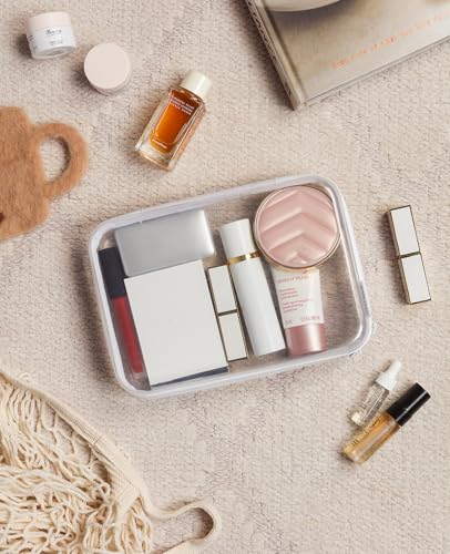 CoiiJoii 3PCS Clear Hard Shell Zipper Case,Portable Cosmetic Bag with Zipper, Diaper Bag Organizing Pouches, Kid's Toy Storage Organizer Bins,Hard Plastic Case, Christmas Storage Bins - color: White, size: M3