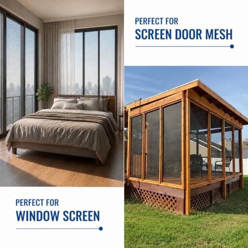 48"x100ft Windows Screen Mesh, Black Fiberglass Screen Roll, Durable Screen Door Replacement for Patio Screen,Porch Screen Window Door - size: 48 Inch x 100 Feet
