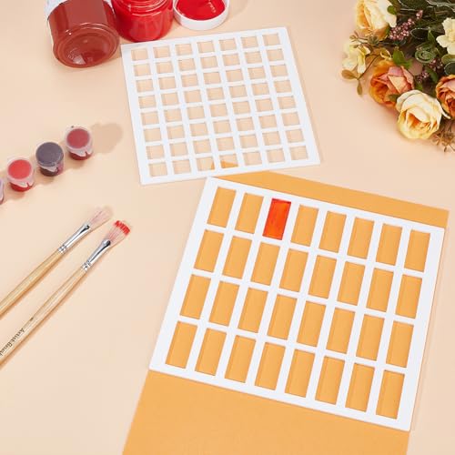 BENECREAT 2Pcs Acrylic Drawing Painting Stencils, Geometric Drafting Rectangle & Square Template, Swatching Paint Template for Fabric Walls Crafts Arts Paper Home Decoration, 2.5mm Thick - size: 8.27x7.48 Inch & 6.3x6.3 Inch