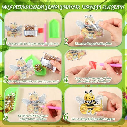 Xuhal 30 Pcs Holiday Diamond Painting Magnets Diamond Art Kits for Adults | Seasonal Animal Refrigerator Magnet, Christmas 5D Rhinestone Fridge Magnetic Sticker, Diamond Club Gifts, Small DIY Crafts - color: Holiday
