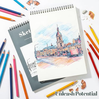 4 Pack Sketch Books 8.5 × 11 in, Top Spiral, 100gsm, Light Cyan - color: Light Cyan, size: 8.5 × 11Inch（4 Pack）