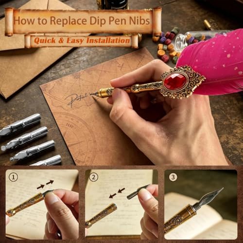Calligraphy Pens Set,16PCS Wax Seal Gift Kit(Burgundy) - color: Burgundy