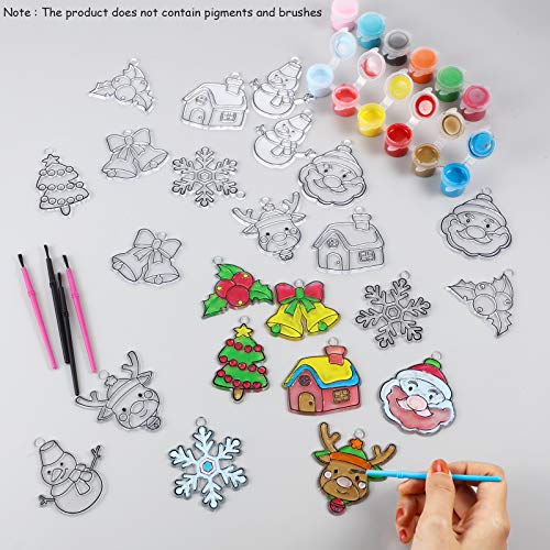 WILLBOND 24 Pcs Christmas Sun Catchers with Suction Cups for Painting DIY - style: Christmas Theme