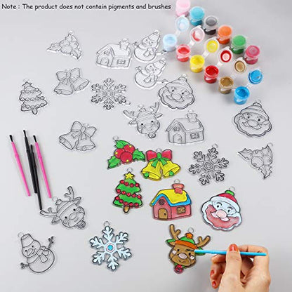 WILLBOND 24 Pcs Christmas Sun Catchers with Suction Cups for Painting DIY - style: Christmas Theme