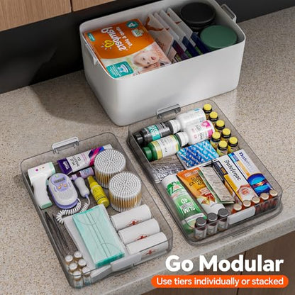 CTIME 3-Tier Medicine Organizer - Portable Medicine Cabinet with Handle | Multipurpose Medical Box, Pill Organizer, Empty First Aid Kit for Home - size: Regular 3-Tier