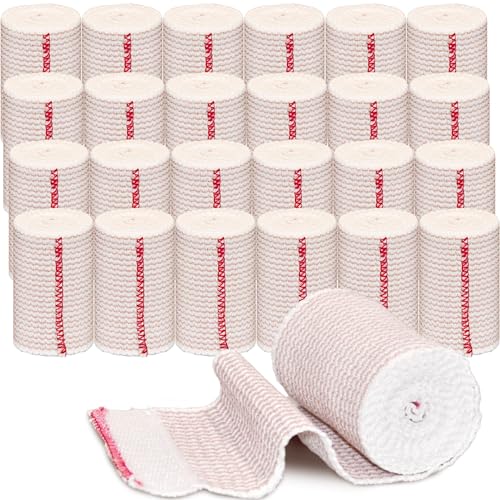 24 Pack Elastic Bandage Wrap 3” Bandage Wrap with Hook and Loop Closure on Both Ends Self Adhesive Bandage Wrap for Sports, Medical, and Injury Recovery - size: 3 Inch
