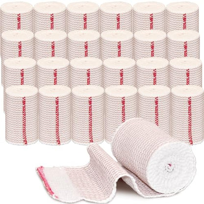 24 Pack Elastic Bandage Wrap 3” Bandage Wrap with Hook and Loop Closure on Both Ends Self Adhesive Bandage Wrap for Sports, Medical, and Injury Recovery - size: 3 Inch