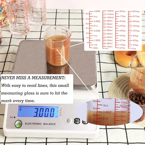 Ackers BORO3.3 Glass Measuring Cup Set, Beaker Style, 7-Piece - size: 5ml/15ml/30ml/60ml/120ml/150ml/250ml