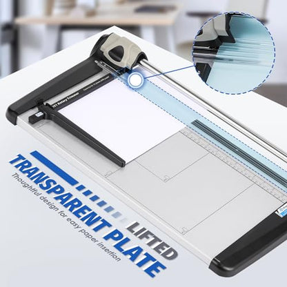 480mm(18.90") Rotary Paper Trimmer, 15 Sheets Heavy Duty Paper Trimmer | Sharp & Safe Blade, Effective for A3-A6 Sizes, Commercial Grade Rotary Paper Cutter for Home/Office/School, Black & Silver - size: 18.90"