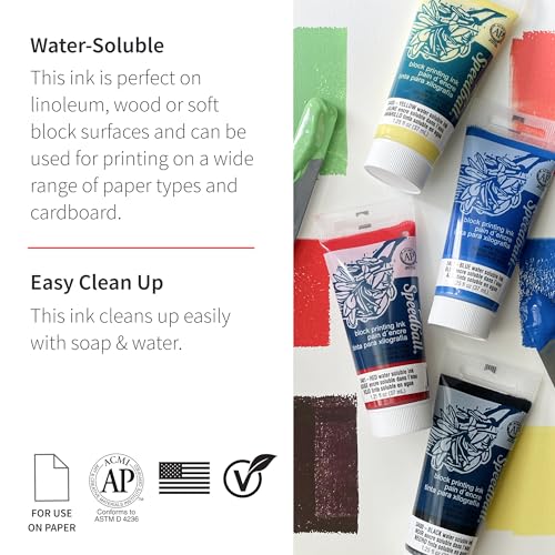 Speedball 3809 Water Soluble Block Printing Ink – Bold Color With Satin Finish AP Non-toxic 8 Fl. Oz., Turquoise - color: Turquoise, size: 8 fl oz