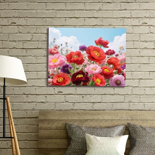 Muzagroo Art 5D Diamond Paintings Kits for Adults Round Full Drill Diamonds Art Kits for Beginners Flower Diamond Art Paintings Gem Art Kits Diamond Dot 30x40cm (Poppy Flower) - color: Poppy flower