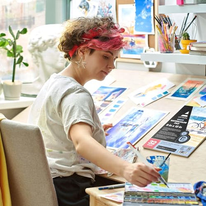 ARTEZA Watercolor Paper Pad, 32 Sheets, 9 x 12 Inches, 140 lb / 300 GSM, Cold Press, Acid-Free Art Paper for Watercolor, Gouache, and Mixed Media - style: 32 Sheets