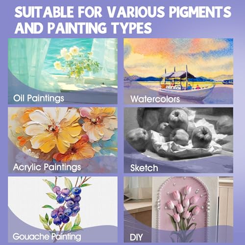 ESRICH 12x16 Stretched Canvas for Painting, 8 Pack Blank Canvases for Painting -5/8 in Profile Primed Cotton Painting Canvas for Oil & Acrylic Paint - size: 12x16in-8P