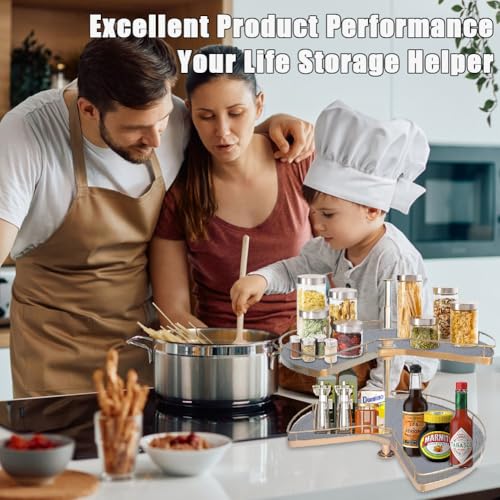 2 PCS 26" Lazy Susan Shelf Liner, Jaxbo Silicone Lazy Susan Liner for Dual Tier Pie Cut Organizer,Non-Slip Thermal Protection Mat - color: Gray