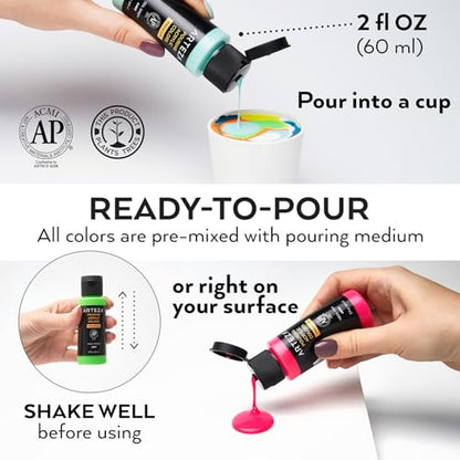 ARTEZA Acrylic Pouring Paint - 2oz Sea Green, High Flow, No Mixing Needed, For Canvas, Glass, Paper, Wood, Tile, Stones - color: Sea Green, size: 2 Fl Oz (Pack of 1)