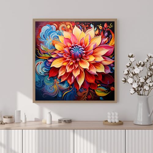 Artunion Framed Paint by Numbers Kit for Adults Beginners & Kids Ages 8-12,Mandala Flower Paint by Number with Frame, DIY Oil Painting Paint by Number Kits on Canvas 10X10 Inch Without Easel - color: ZXT-193-F