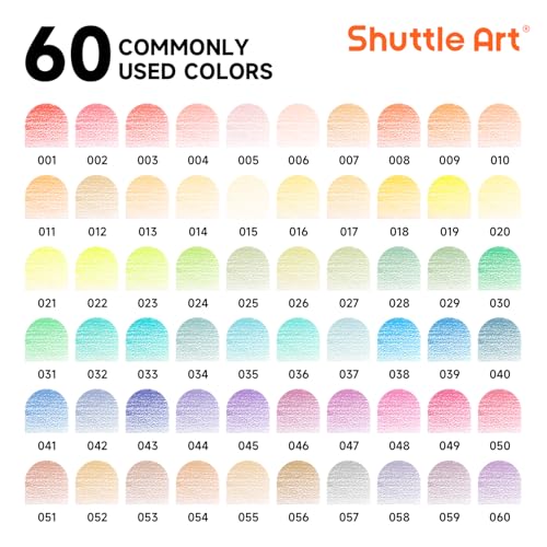 Shuttle Art 60 Pastel Colored Pencils, Colored Pencils for Adult Coloring, Soft Core Pencil in Gift Tin Box, Drawing Pencil for Kids Adults Beginners Artists Drawing Coloring Sketching - color: 60 Pastel Colors