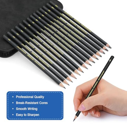 Heshengping, Sketching and Drawing Pencils Set 26pcs, Art Supplies Drawing pencil Kit,Graphite Charcoal Professional Pencils Set, Adults Beginners Artist - style: 26 Pack Sketching Pencils Black