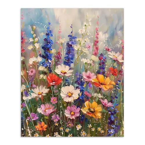 Alptiny Wild Flowers Paint by Numbers Kit for Adults Beginner, Colorful Flower Paint by Number Kits on Canvas, DIY Floral Oil Painting Kit for Relaxation & Home Decor, 16x20 Inch - color: Colorful Flower