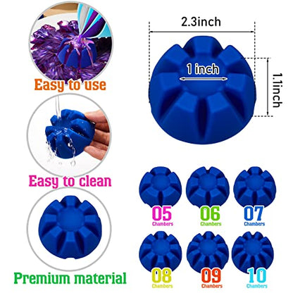 6 Pieces Flower Pour Cup for Paint Pouring 6/7/8/9/10 Slot Acrylic Paint Tools Supplies Flower Strainer for DIY and Creating Patterns Art Supplies(Blue) - color: Blue