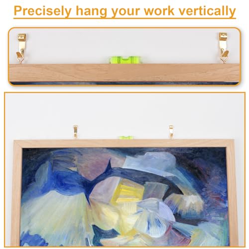 303Pcs Picture Hanging Kit, Picture Hangers Assorted Kit with Heavy Duty Picture Hanging Hooks/Hardware Nails/Sawtooth/Wire/D Rings/Level, Metal Picture Wall Hooks for Frame Canvas Mounting - size: Gold